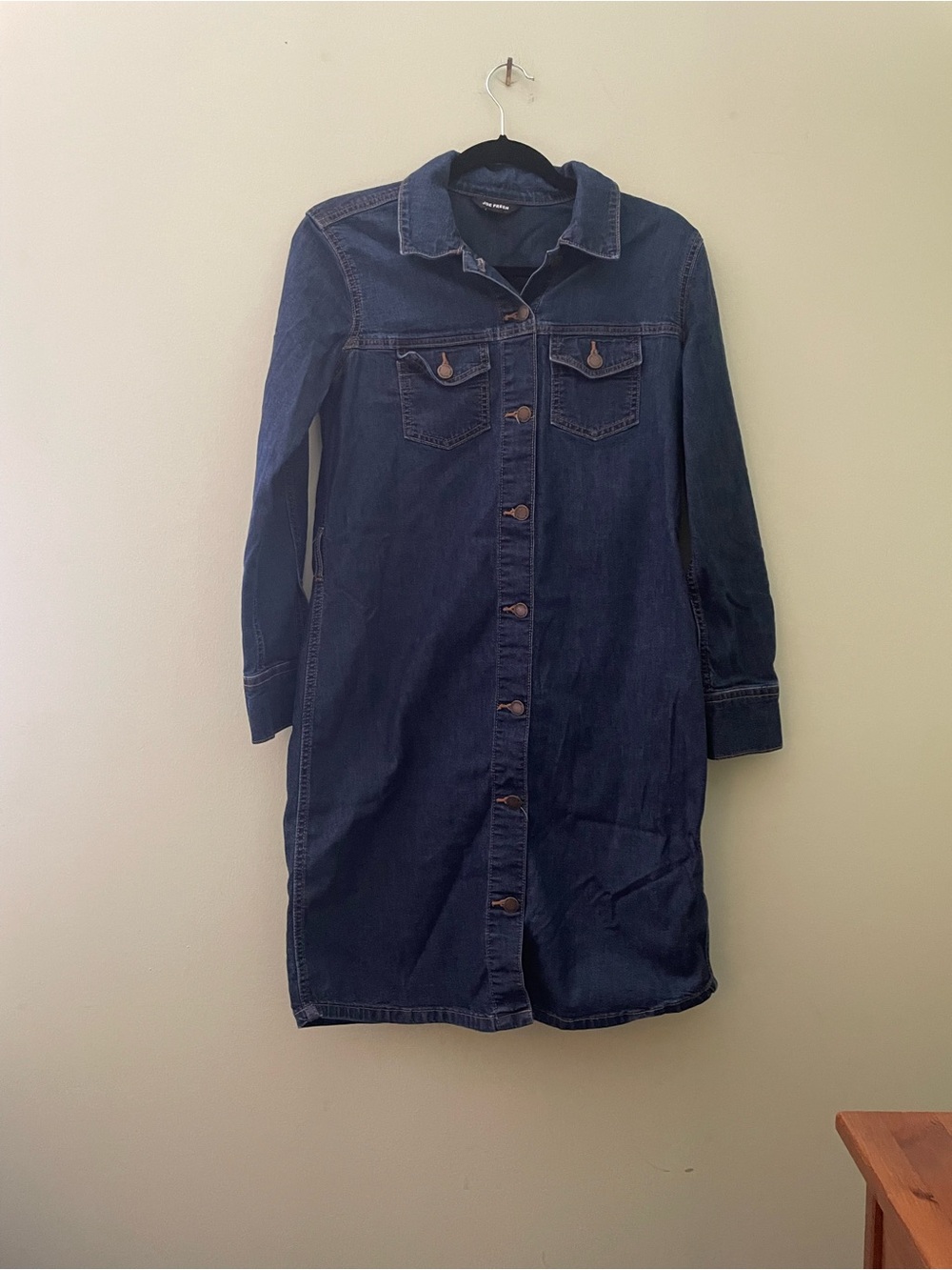 Joe Fresh Dark Blue Denim Button-Down Shirt Dress